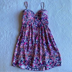 PARKER Sweetheart Floral Spaghetti Strap 100% Silk Dress Size Small